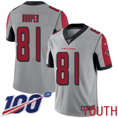 Atlanta Falcons Limited Silver Youth Austin Hooper Jersey NFL Football #81 100th Season Inverted Legend->youth nfl jersey->Youth Jersey